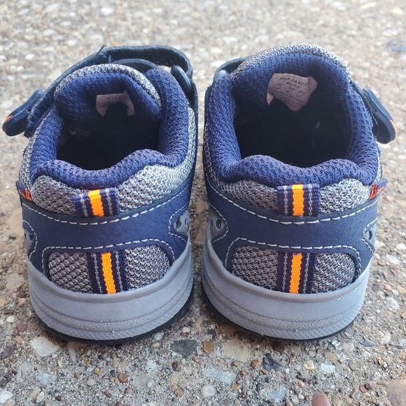 Stride Rite Made 2 Play Memory Foam Xander Baby Sneakers 5 Grey Blue Orange - Picture 3 of 8